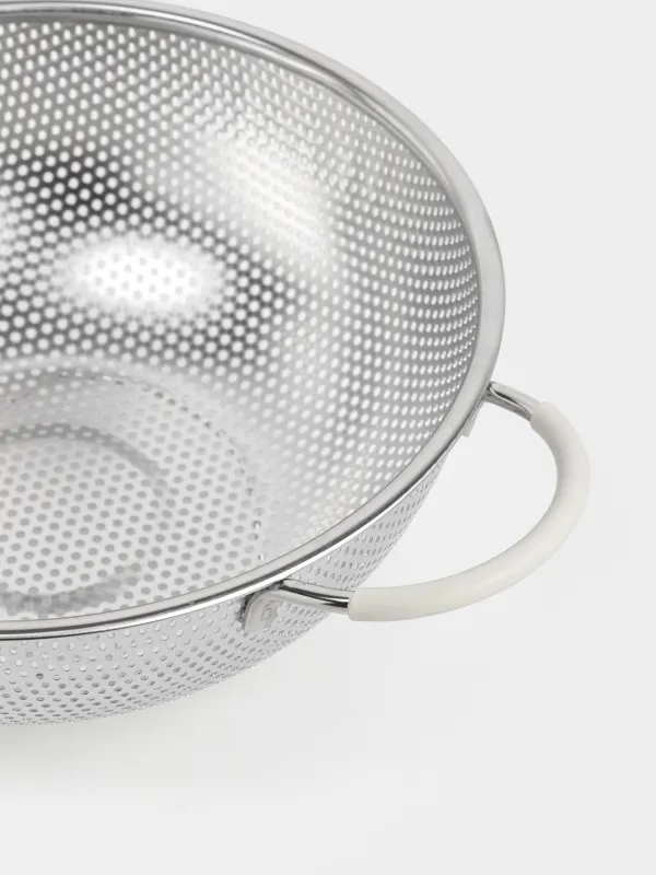 Colander, 25 cm, with two handles, steel / silicone, beige, Sieve, image-3