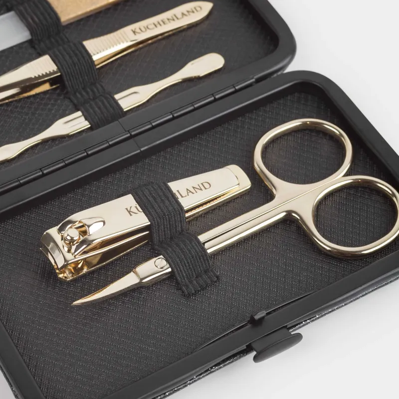 Manicure set, 5 items, steel, golden, Manicure gold, image-2
