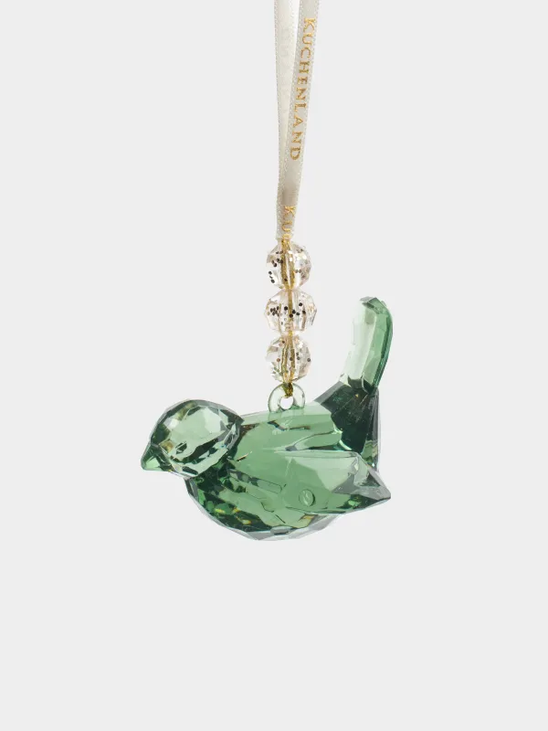 Christmas tree toy, 6 cm, acrylic, green, Bird, Figure crystal, image-0