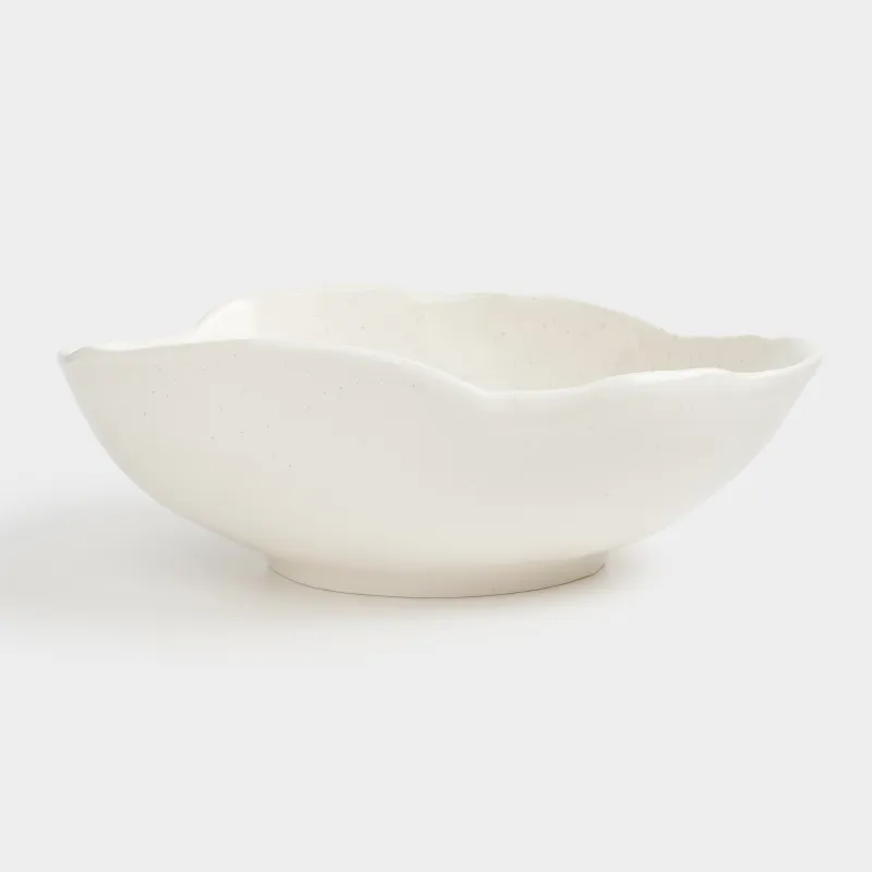 Fruit bowl, 27x9 cm, ceramic, milk, speckled, Uneven edge, Delicia