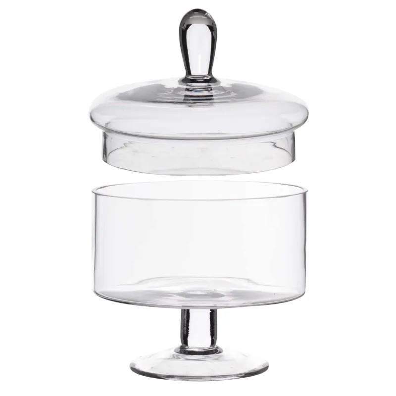 Candy bowl, 13x17 cm, 750 ml, on the leg, with lid, glass, Clear, image-1