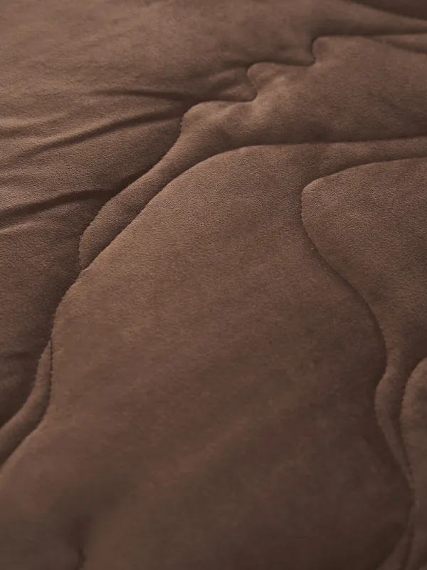 Bedspread, 220x240 cm, quilted, velvet/microfiber, brown, Palm leaves, Stitch velvet, image-3