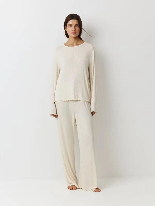 Women's trousers, homewear, size L, modal / viscose / elastane, yellow, Dirona, image-0