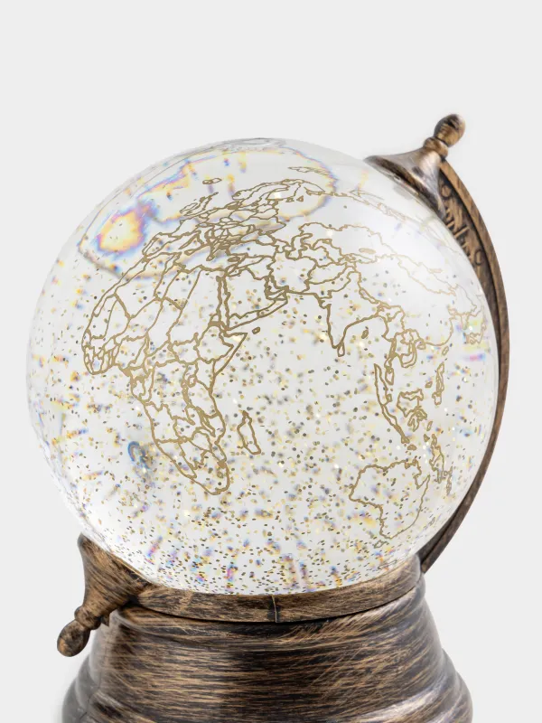 Snow lantern, 14x16 cm, illuminated, plastic, golden, Globe, Golden style, image-3