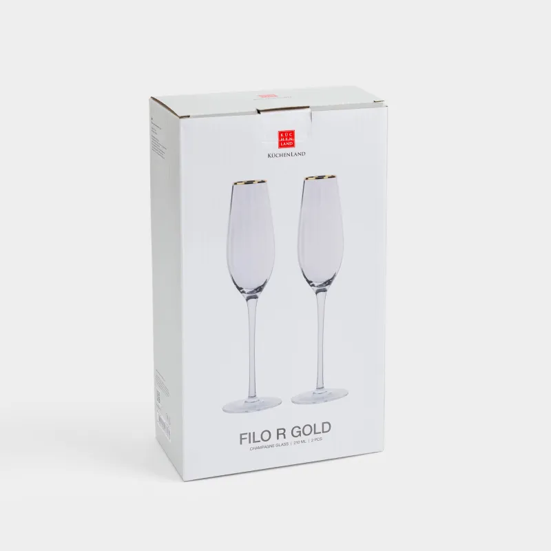 Drinking glass, 210 ml, 2 pcs, glass R, with golden edging, Filo R gold, image-4