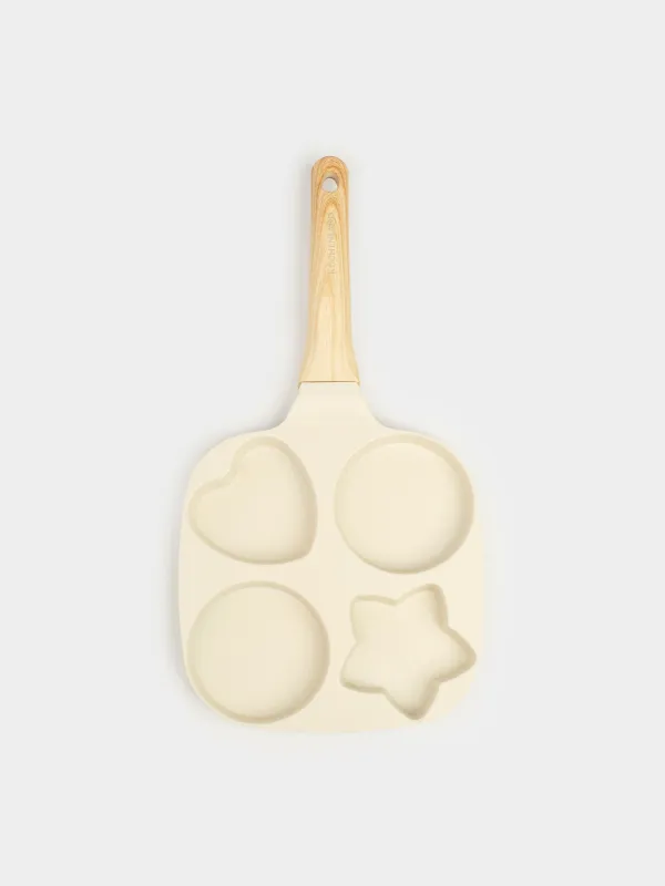 Egg and pancake pan, 19 cm, 4 compartments, coated, aluminum, beige, Shapes, Sentimentality, image-5