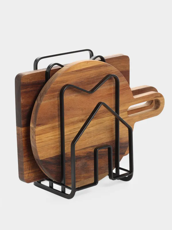 Stand organizer for cutting boards and lids, 21x12 cm, 3 otd, metal, black, House, Twist black, image-2