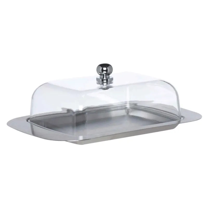 Butter dish, 19 cm, steel / plastic, rectangular, Classic, image-1