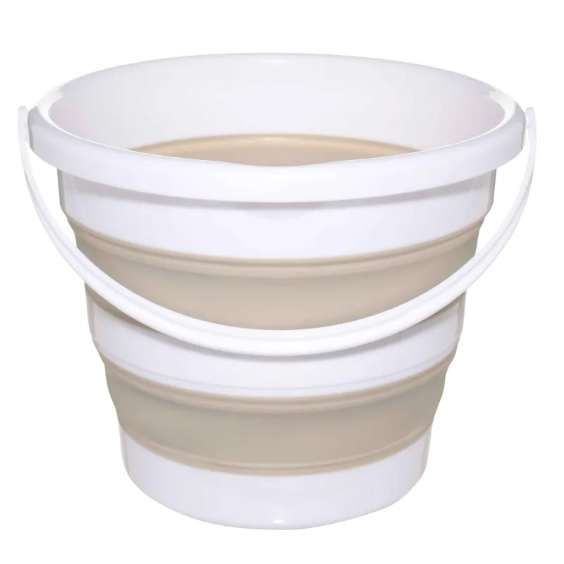Foldable bucket, 10 l, plastic / rubber, grey-beige, Foldaway, image-1