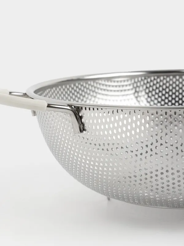 Colander, 25 cm, with two handles, steel / silicone, beige, Sieve, image-4