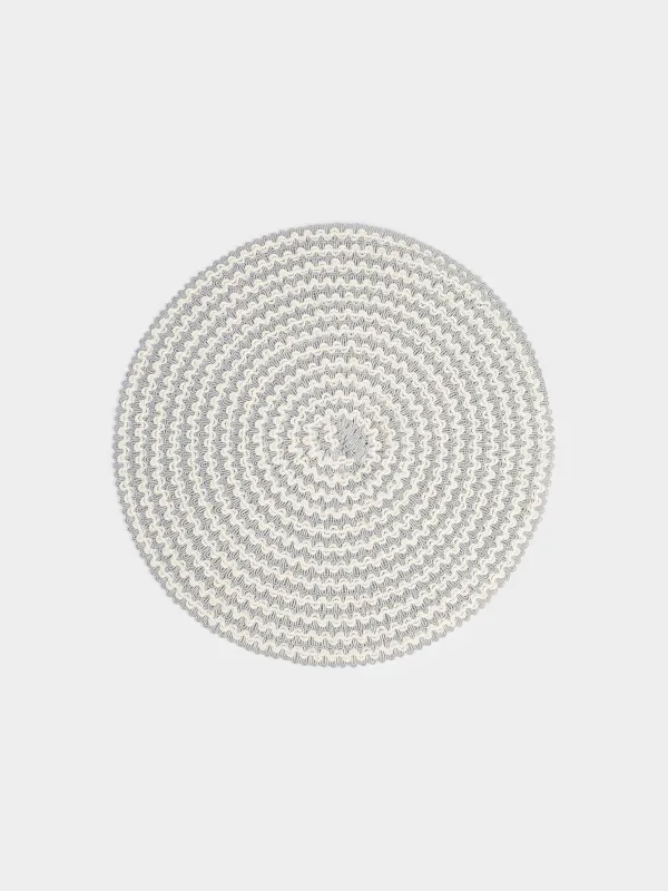 Placemat, 38 cm, polypropylene / polyester, round, grey-milk, Circle, image-0