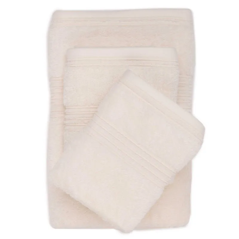 Towel set, 40x60 / 50x90 / 70x140 cm, 3 pcs, cotton, milk, Natural cotton, image-1