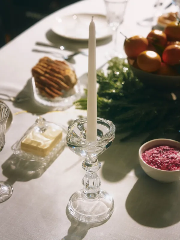 Candlestick, 20 cm, for one candle, on a leg, Glass, Clear, image-6