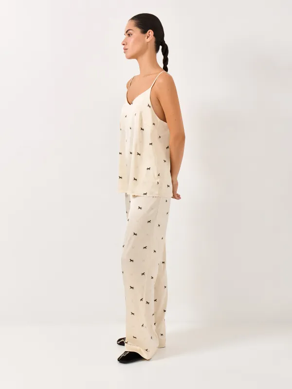 Women's trousers, homewear, size L, polyester / elastane, milky, Horse, Luanne, image-2