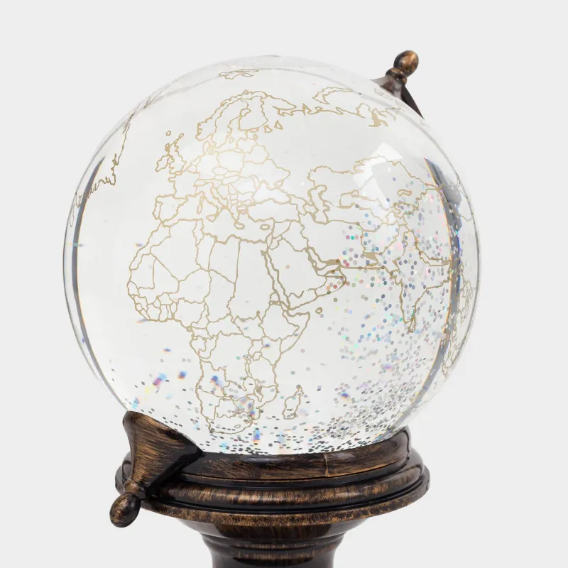 Snow lantern, 19 cm, illuminated, plastic, bronze, Globe, Bronze style, image-3