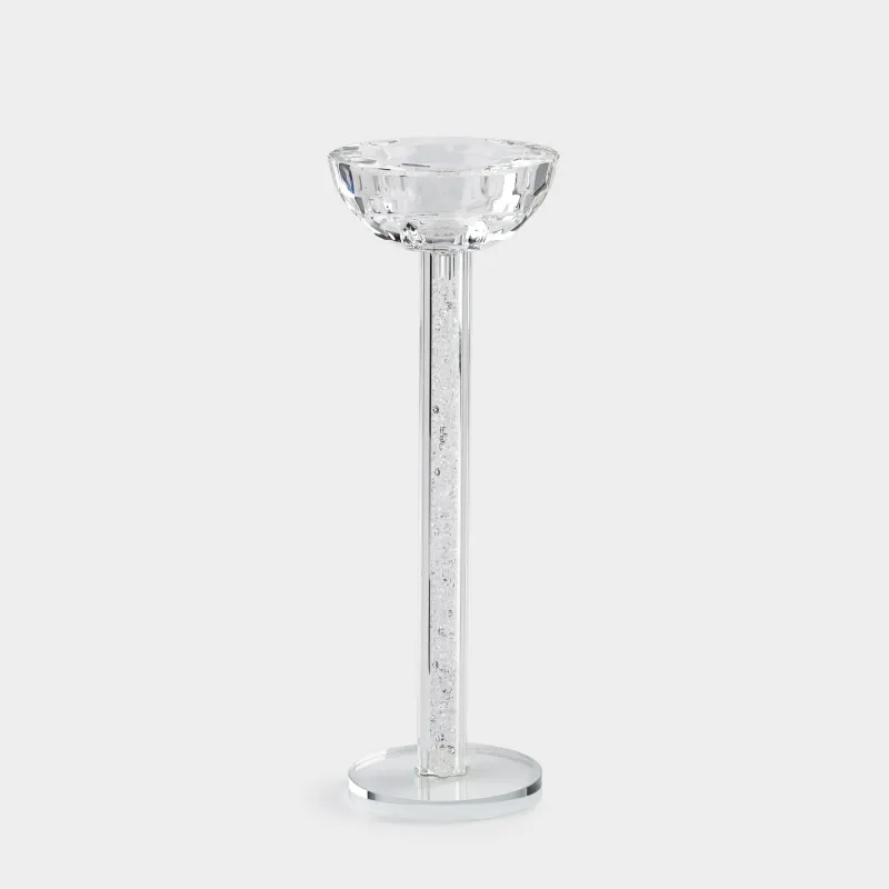 Candle holder, 23 cm, on a leg, glass / rhinestones, Crystal, Crystal