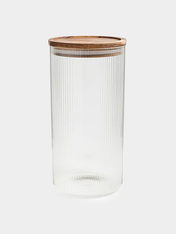 Can for bulk products, 1,7 l, glass B / wood, Ravi wood, image-0