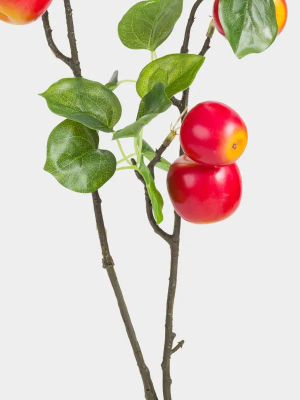 Decorative branch, 80 cm, foam/polyester, Red apples, Fruit decor, image-2
