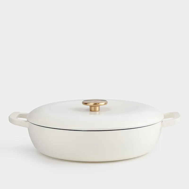 Saucepan, 30 cm, 3.5 l, with lid, cast iron, milky, Light kitchen