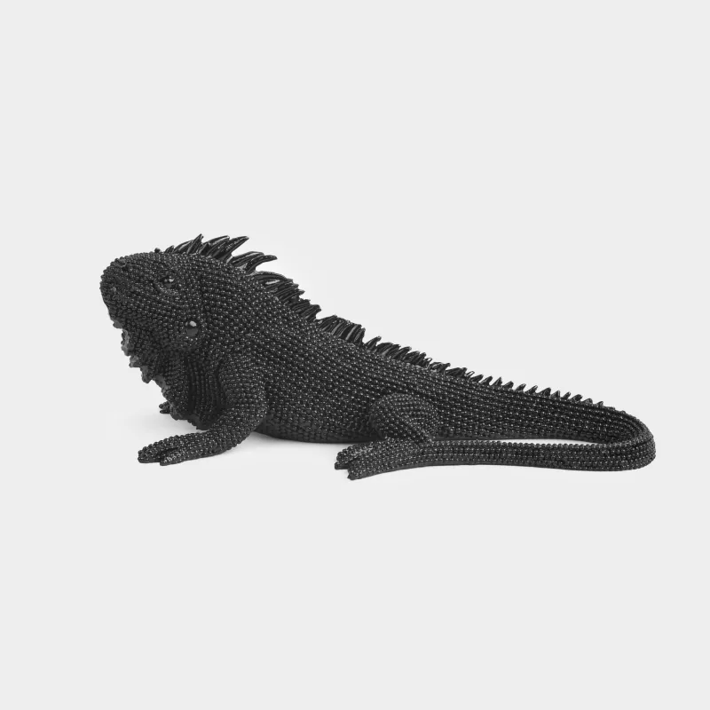 Figurine, 20x12 cm, polyresin, black, Iguana, Iguana, image-2
