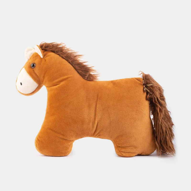 Decorative pillow, 38x32 cm, plush, brown, Horse, Horse cute
