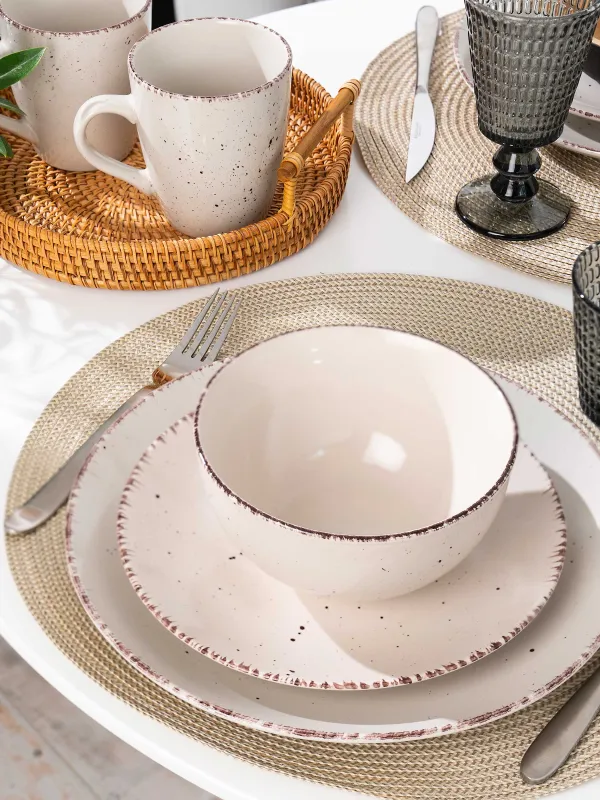 Soup plate, 14x7 cm, 2 pieces, ceramic, beige, speckled, Speckled, image-5