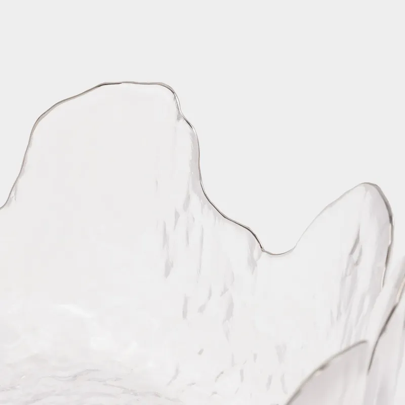 Salad bowl, 17x7 cm, 700 ml, glass, with silver edging, Nautilus silver, image-4