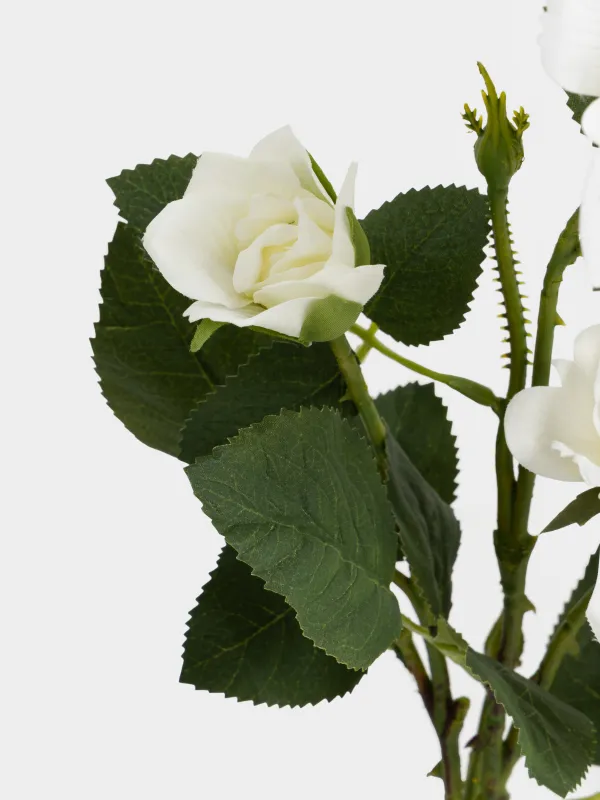 Decorative branch, 70 cm, plastic / polyester, White rose, Flower garden, image-3