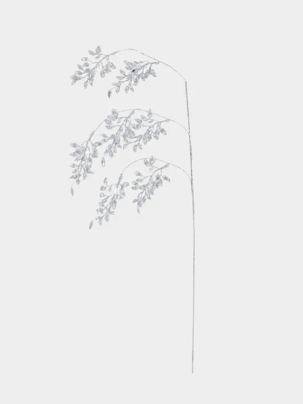 Decorative branch, 65 cm, acrylic / metal, Silver crystals, Crystal decor, image-0