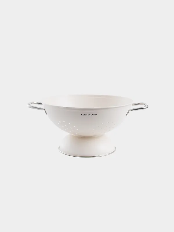 Colander, 24 cm, with two handles, on a stand, metal, milk, Course, image-0