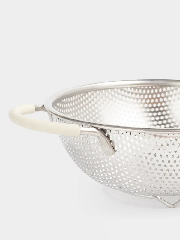 Colander, 19 cm, with two handles, steel / silicone, beige, Tammy, image-3