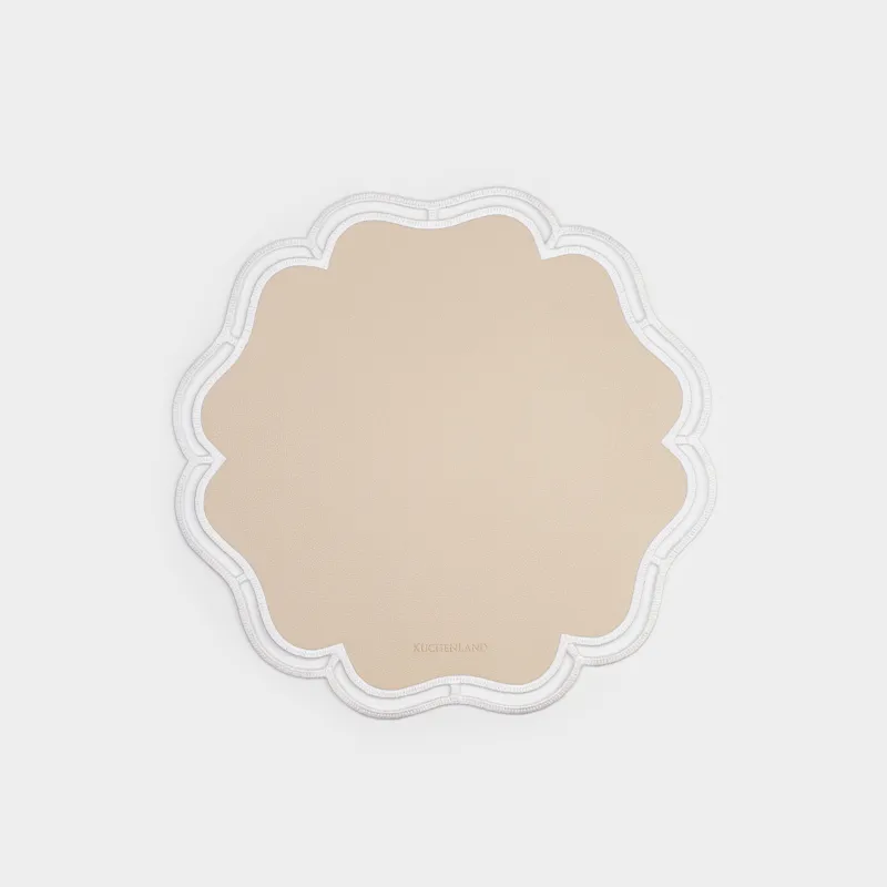 Placemat, 38 cm, PVC / polyester, shaped, beige, Rock vintage