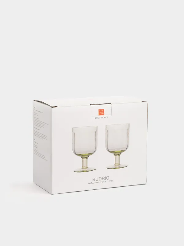 Drinking glass, 400 ml, 2 pcs, glass, green, Budrio, image-4