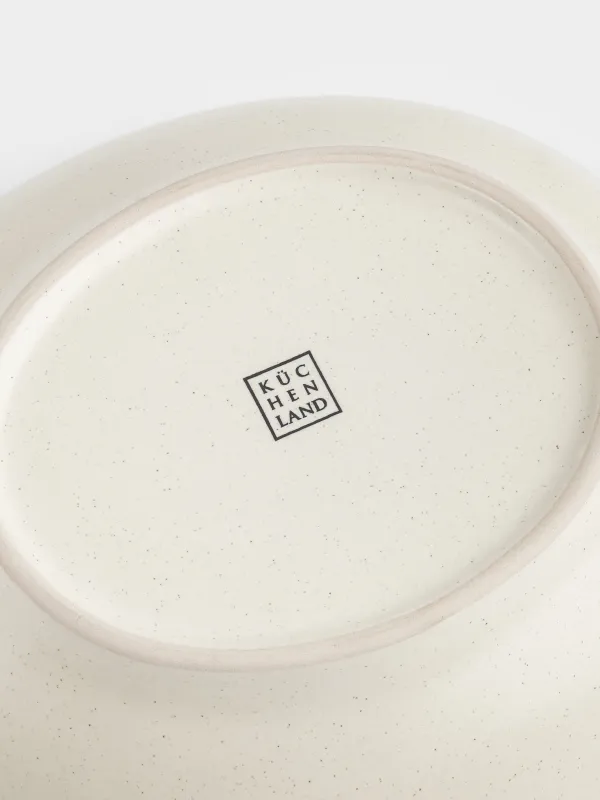 Salad bowl, 22x6 cm, 800 ml, ceramic, milky, Crumpled effect, Crumple creme, image-5