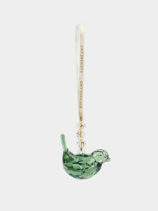 Christmas tree toy, 6 cm, acrylic, green, Bird, Figure crystal, image-2