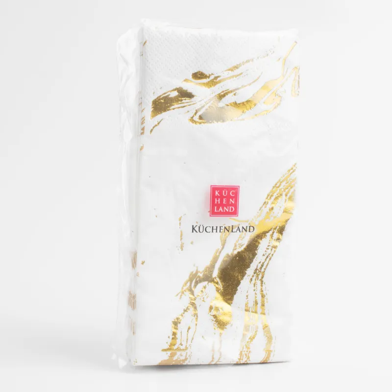 Paper napkins, 33x33 cm, 20 pcs, rectangular, white, Golden marble, Maniera, image-1
