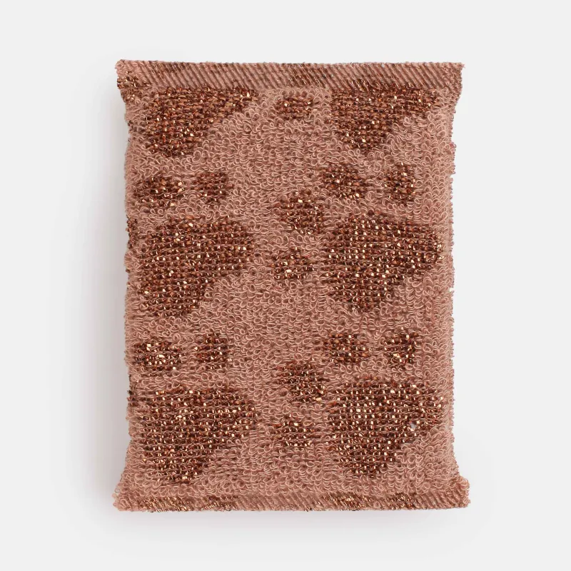 Sponge for washing dishes, 12x9 cm, double-stranded, polyester / foam rubber, bronze, Feet, Clean