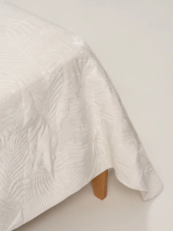 Bedspread, 220x240 cm, quilted, velvet/microfiber, milky, Leaves, Stitch velvet, image-4