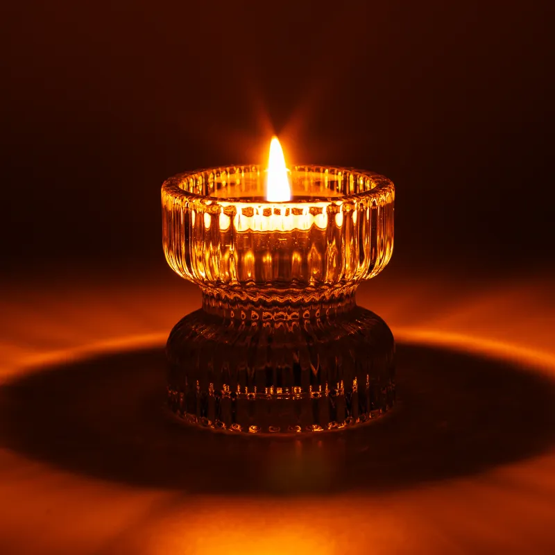 Candlestick, 6 cm, for thin / tea candles, glass, Ribedic, image-5