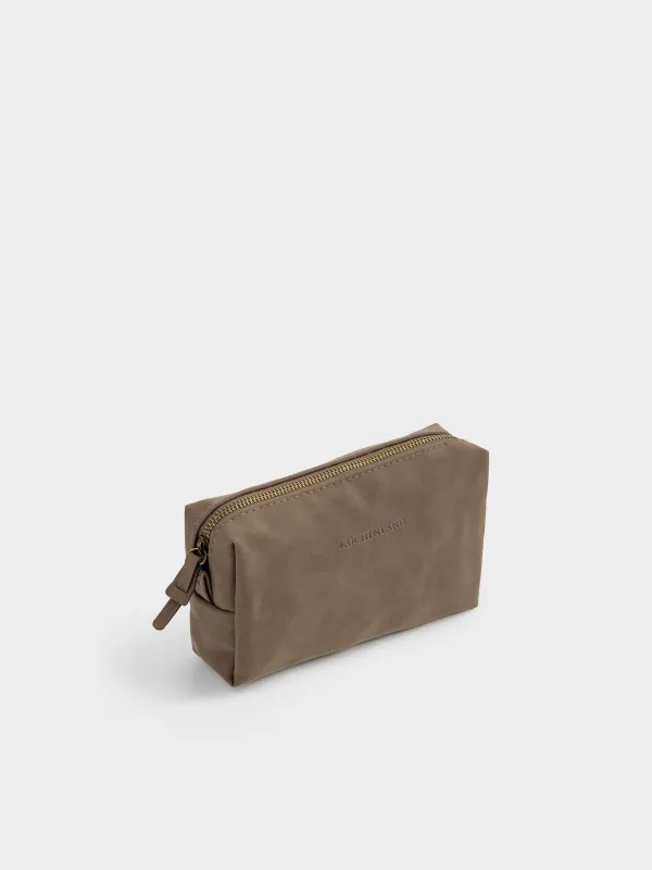 Cosmetic bag, 20x10 cm, polyurethane, rectangular, dark brown, Krast, image-1