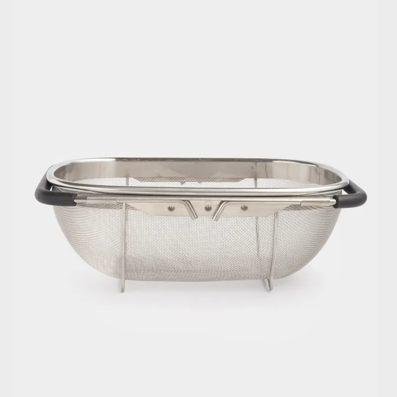 Colander, 27 / 40x18 cm, on the sink, sliding, steel / PVC, black, Tammy