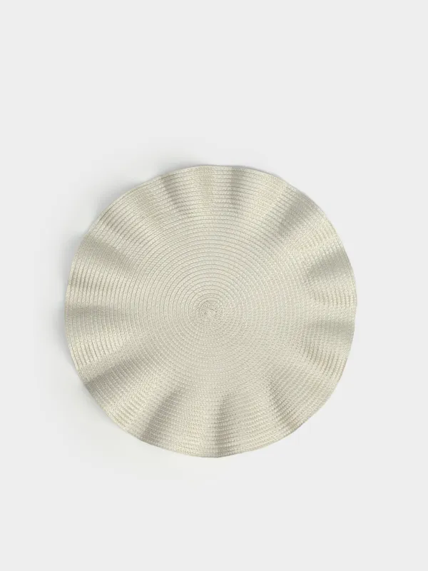 Placemat, 38 cm, polypropylene, round, grey-beige, Wavy edges, Circle wave, image-0