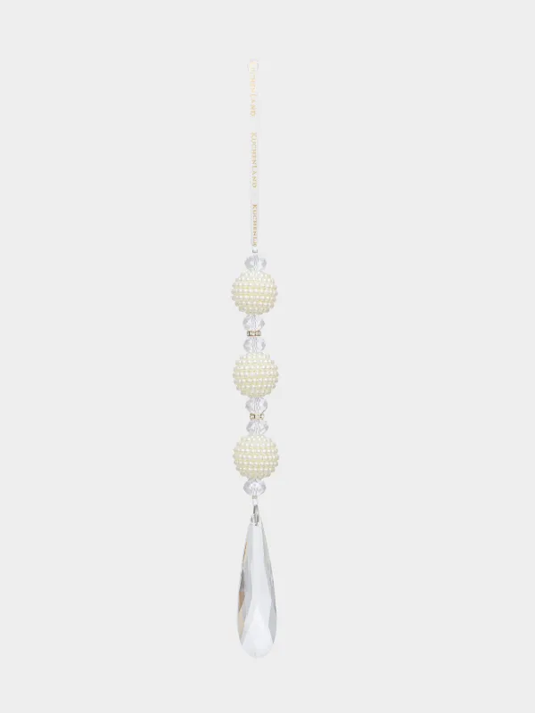 Christmas tree toy, 20 cm, glass / plastic, mother of pearl, Pendant with beads, Ice crystal, image-1