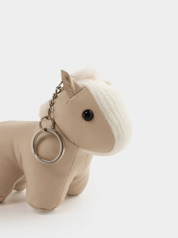 Keychain, 12 cm, polyurethane / metal, beige, Horse, Keychain toy, image-4