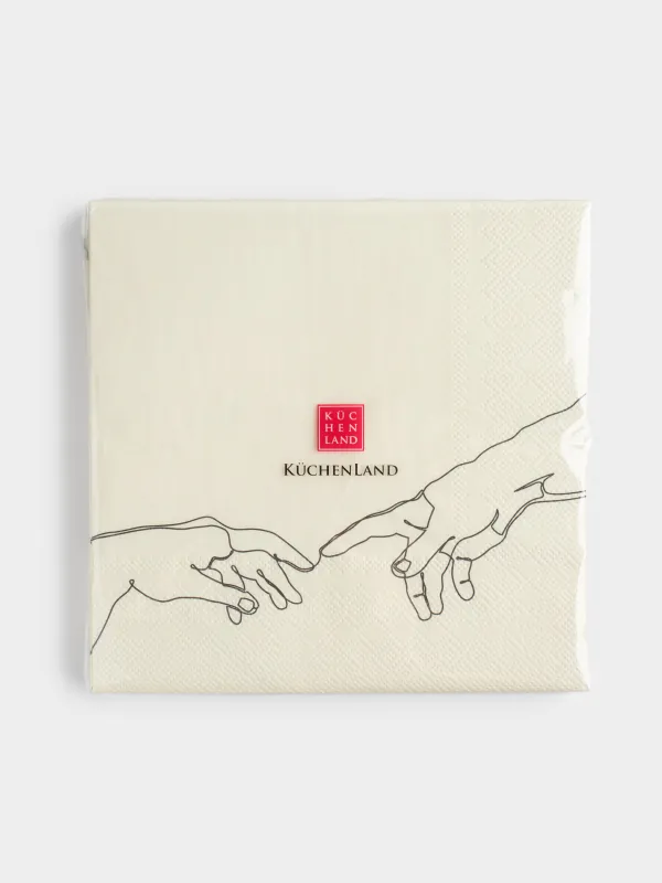 Paper napkins, 33x33 cm, 20 pcs, square, white, Hands, Hand, image-3