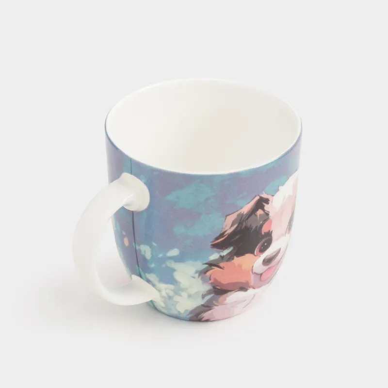 Mug, 350 ml, 2 pcs, porcelain F, blue / pink, Cat/Dog, Friends, image-2