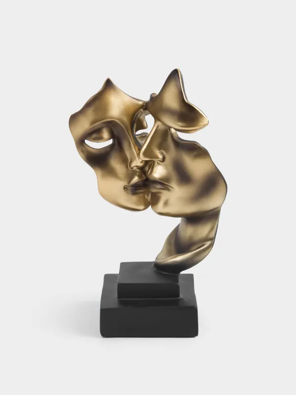 Statuette, 27 cm, polyresin, gold-black, Kiss, Baise, image-0