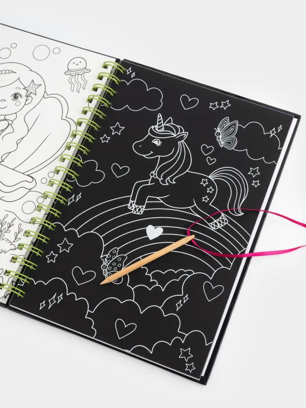Coloring book, 19x26 cm, 24 sheets, on rings, with pencil, Unicorn, Unicorn, image-4