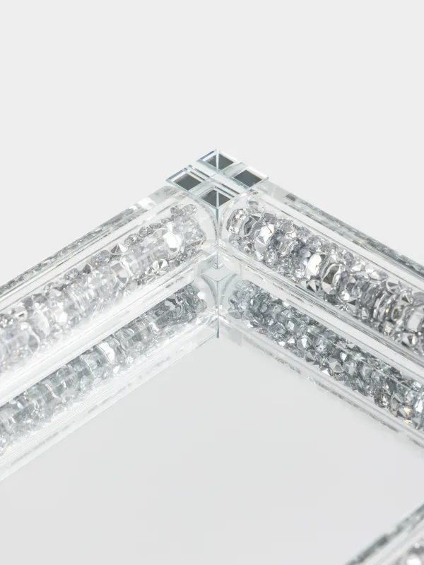Tray, 25x14 cm, crystal glass/rhinestones, rectangular, Silver crystals, Lux crystal, image-2
