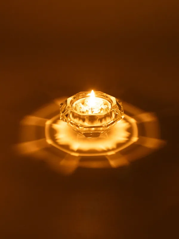 Candlestick, 7x3 cm, for tea candle, crystal glass, Diamond, Diamond, image-4
